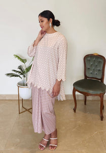 LAILA modern kurung with pareo in pink & beige