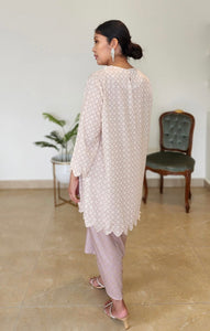 LAILA modern kurung with pareo in pink & beige