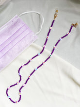 Load image into Gallery viewer, Kids’ mask chain - Purple beads with hearts chain