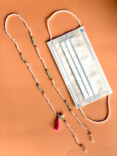 Load image into Gallery viewer, Mask/Glasses Chain - Light pink &amp; turquoise beads with tassel