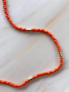 Beaded Orange & Gold Mask/Glasses Chain