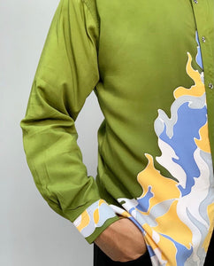 Long-sleeved batik shirt (green)